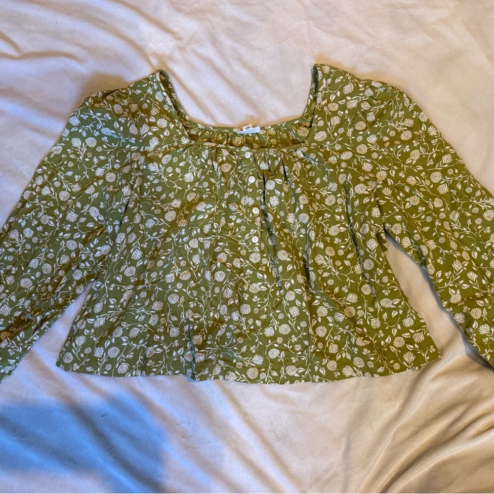 a.n.a Olive Floral Blouse